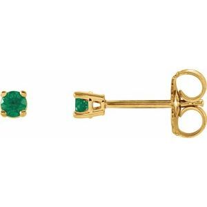 14K Yellow 2.5 mm Round Emerald Earrings - 1874:70028:P