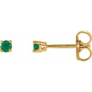 14K Yellow 2.5 mm Round Emerald Earrings - 1874:70028:P