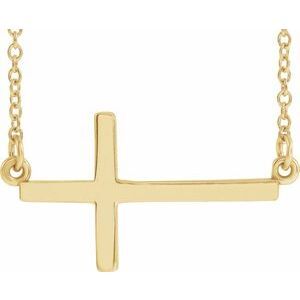 14K Yellow 22x11.5 mm Sideways Cross 16-18" Necklace - R45323:1013:P