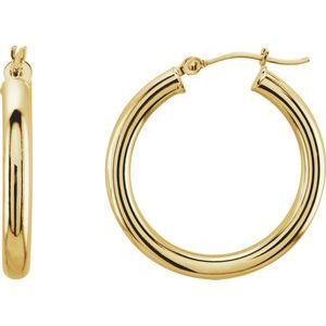 14K Yellow 25 mm Tube Hoop Earrings - 20826:163874:P