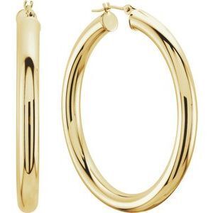 14K Yellow 25 mm Tube Hoop Earrings - 20827:162644:P
