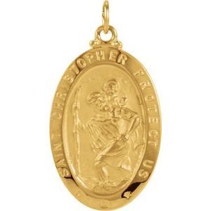 14K Yellow 25x18 mm Oval St. Christopher Medal - R5023:62439:P