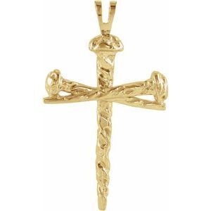 14K Yellow 26x18.25 mm Nail Design Cross Pendant - R8293:304082:P