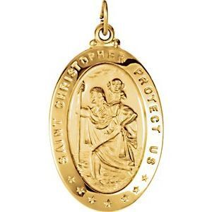 14K Yellow 29x20 mm Oval St. Christopher Medal - R5023:63215:P