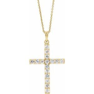 14K Yellow 3/4 CTW Diamond Cross 18" Necklace  - R42308:60028:P