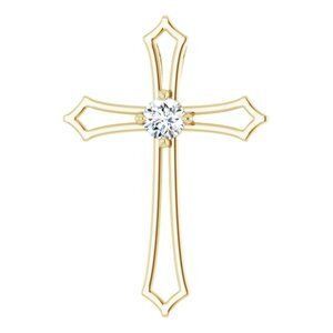14K Yellow 3 mm Round 1/10 CTW Diamond Pendant - R42338:60002:P