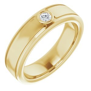 14K Yellow 3 mm Round .10 CTW Men's Diamond Ring   - 123478:60001:P