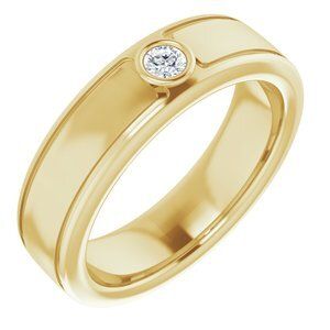 14K Yellow 3 mm Round .10 CTW Men's Diamond Ring   - 123478:60001:P
