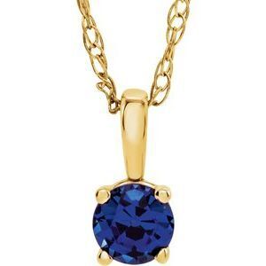 14K Yellow 3 mm Round Blue Sapphire Youth Birthstone 14" Necklace - 28393:70070:P