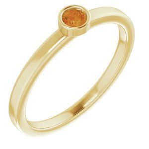 14K Yellow 3 mm Round Citrine Ring - 71806:6211:P