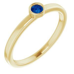 14K Yellow 3 mm Round Lab-Grown Blue Sapphire Ring - 71806:6203:P
