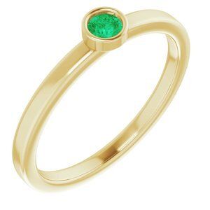 14K Yellow 3 mm Round Lab-Grown Emerald Ring - 71806:6204:P