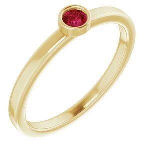 14K Yellow 3 mm Round Lab-Grown Ruby Ring - 71806:6205:P