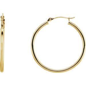 14K Yellow 30 mm Tube Hoop Earrings - 20270:163844:P