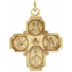 14K Yellow 30x29 mm Four-Way Cross Medal - R5036:127002:P