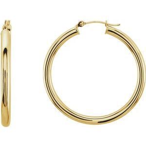 14K Yellow 35 mm Tube Hoop Earrings - 20826:163876:P