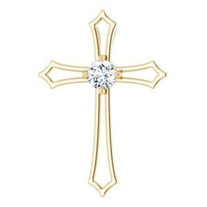 14K Yellow 4.1 mm Round 1/4 CTW Diamond Pendant - R42338:60010:P