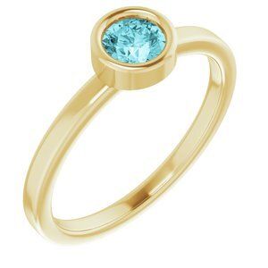 14K Yellow 4.5 mm Round Blue Zircon Ring - 71806:6293:P
