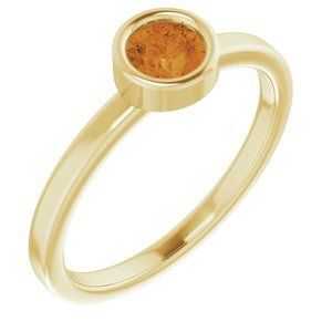 14K Yellow 4.5 mm Round Citrine Ring - 71806:6294:P