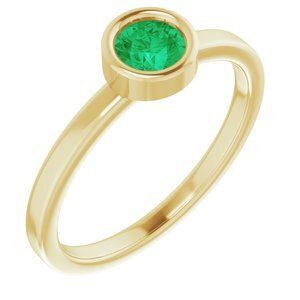 14K Yellow 4.5 mm Round Emerald Ring - 71806:6295:P