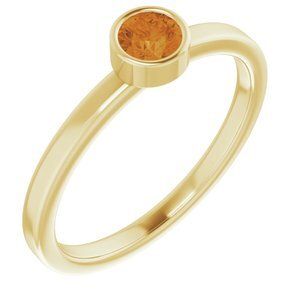 14K Yellow 4 mm Round Citrine Ring - 71806:6026:P