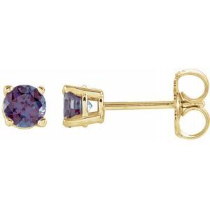 14K Yellow 4 mm Round Lab-Grown Alexandrite Earrings - 1874:70135:P