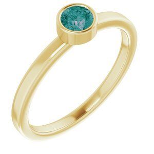 14K Yellow 4 mm Round Lab-Grown Alexandrite Ring - 71806:6019:P