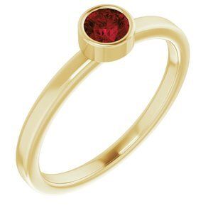 14K Yellow 4 mm Round Mozambique Garnet Ring - 71806:6012:P