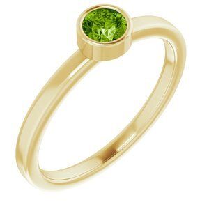 14K Yellow 4 mm Round Peridot Ring - 71806:6022:P