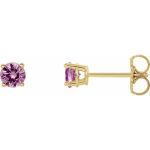 14K Yellow 4 mm Round Pink Sapphire Earrings - 1874:70037:P