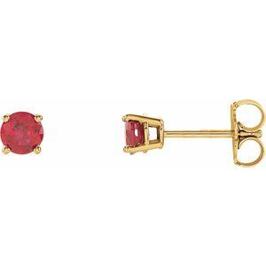 14K Yellow 4 mm Round Ruby Earrings - 1874:70038:P