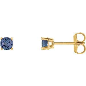 14K Yellow 4 mm Round Tanzanite Earrings - 1874:70039:P