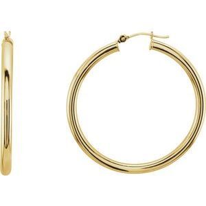14K Yellow 40 mm Tube Hoop Earrings - 20826:163877:P