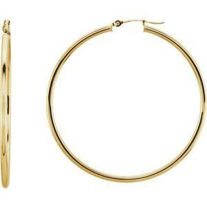 14K Yellow 47 mm Tube Hoop Earrings - 20270:163847:P