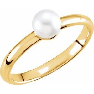14K Yellow 5.5-6.0mm Freshwater Cultured Pearl Ring - 6470:100:P