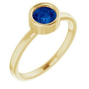 14K Yellow 5.5 mm Round Blue Sapphire Ring - 71806:6372:P
