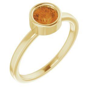 14K Yellow 5.5 mm Round Citrine Ring - 71806:6374:P