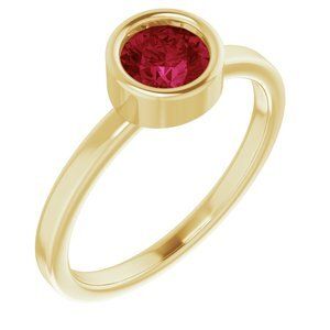 14K Yellow 5.5 mm Round Lab-Grown Ruby Ring - 71806:6369:P