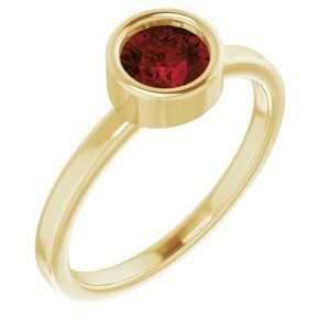 14K Yellow 5.5 mm Round Mozambique Garnet Ring - 71806:6376:P