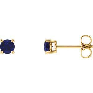 14K Yellow 5 mm Round Blue Sapphire Earrings - 1874:70043:P