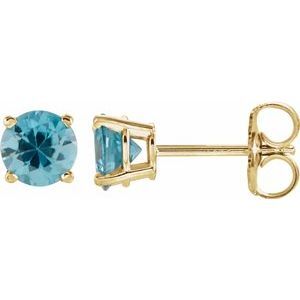 14K Yellow 5 mm Round Blue Zircon Earrings - 1874:70131:P