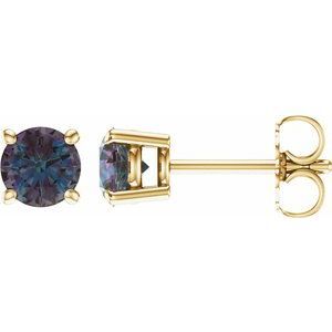 14K Yellow 5 mm Round Lab-Grown Alexandrite Earrings - 1874:70137:P