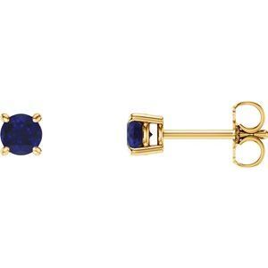 14K Yellow 5 mm Round Lab-Grown Blue Sapphire Earrings   - 1874:70186:P