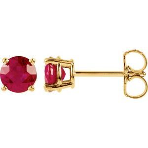 14K Yellow 5 mm Round Lab-Grown Ruby Earrings  - 1874:70180:P