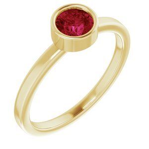 14K Yellow 5 mm Round Lab-Grown Ruby Ring - 71806:6121:P