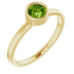 14K Yellow 5 mm Round Peridot Ring - 71806:6126:P