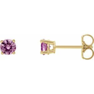 14K Yellow 5 mm Round Pink Sapphire Earrings - 1874:70045:P