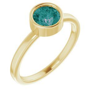 14K Yellow 6 mm Round Lab-Grown Alexandrite Ring - 71806:620:P