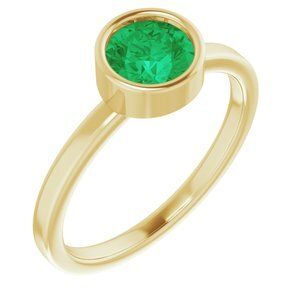 14K Yellow 6 mm Round Lab-Grown Emerald Ring - 71806:619:P