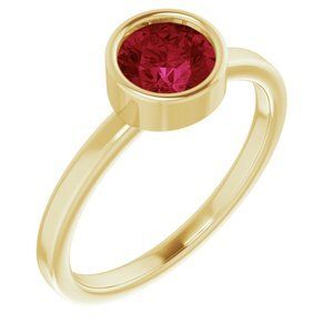 14K Yellow 6 mm Round Lab-Grown Ruby Ring - 71806:621:P